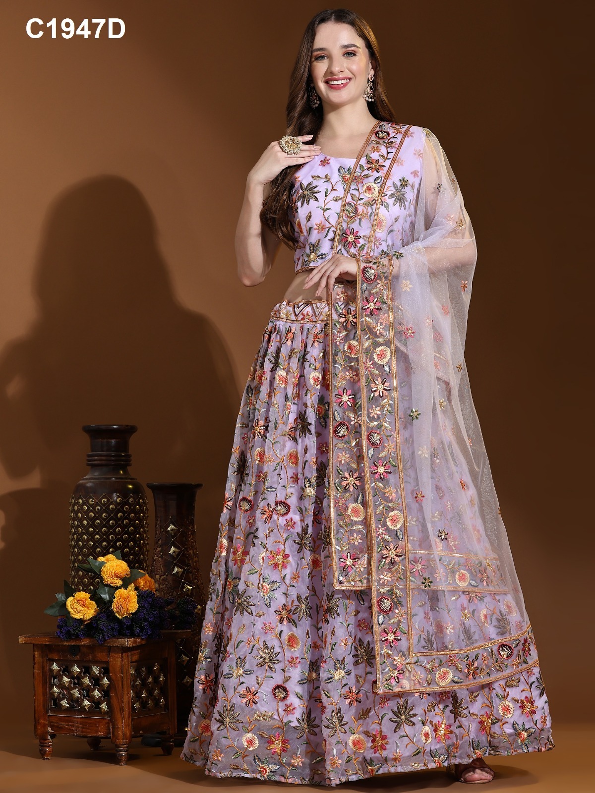 Crop Top Lehenga - Bust Size: 44 Inch (In)