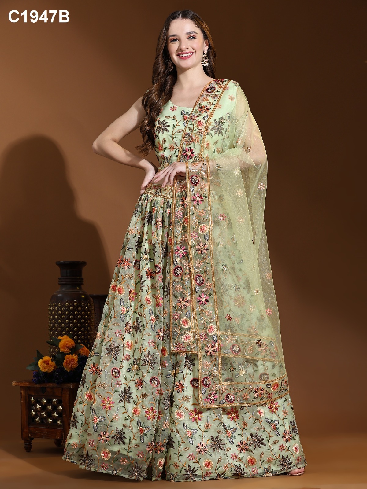 Crop Top Lehenga - Bust Size: 44 Inch (In)