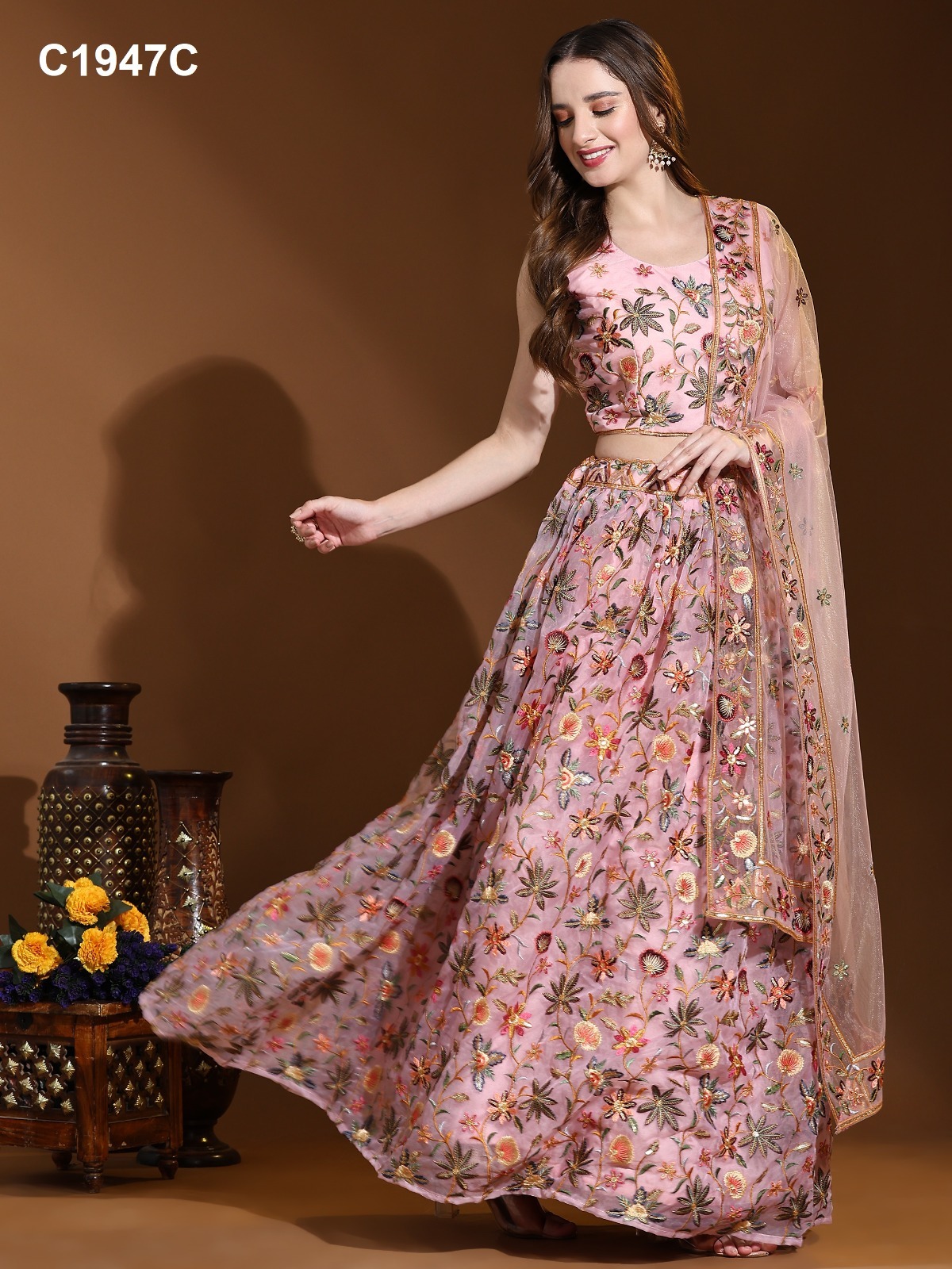 Crop Top Lehenga - Bust Size: 44 Inch (In)