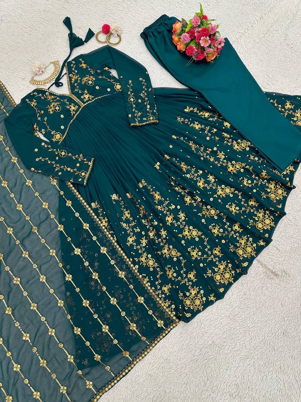 Georgette Gown - Color: Sea Green