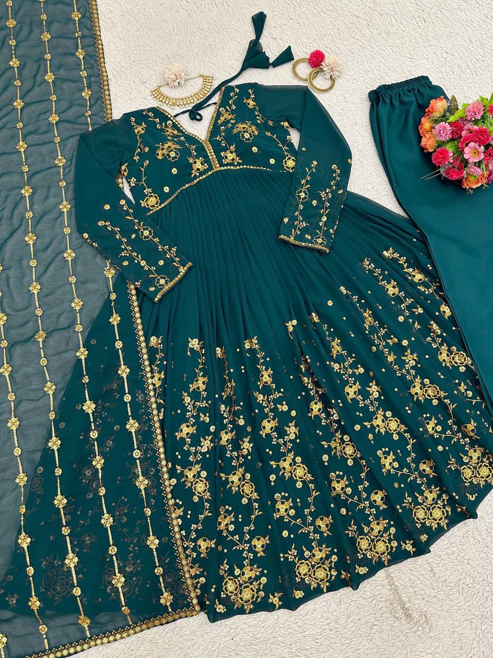 Georgette Gown - Color: Sea Green