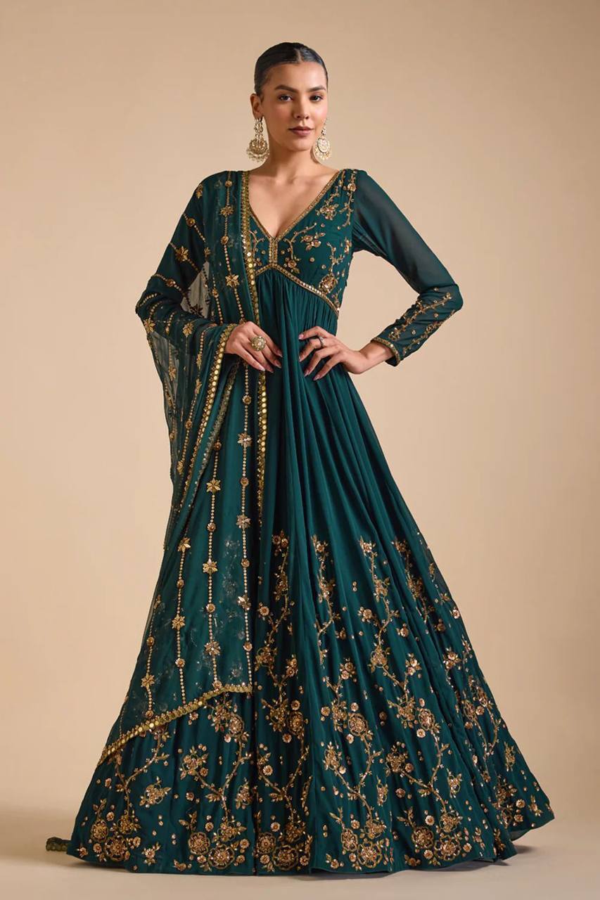 Georgette Gown - Color: Sea Green