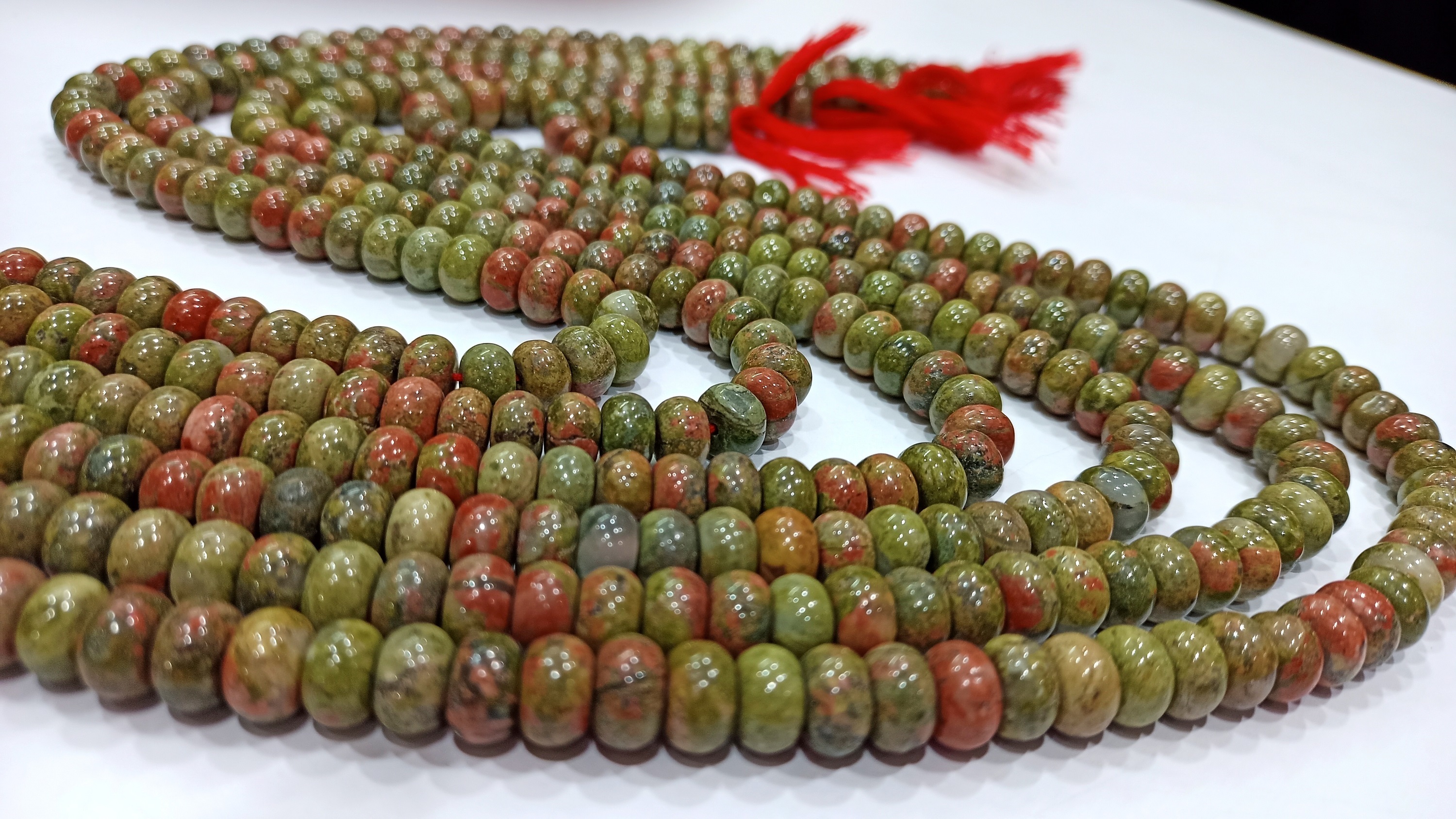 Natural Unakite Rondelle Plain 8mm Beads Sold Per Strand 8'' Long - Beads Colour: Brown