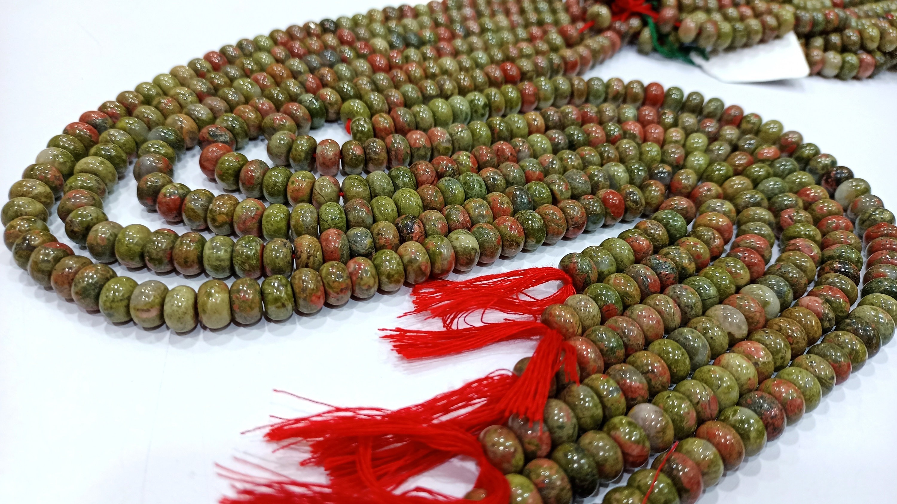 Natural Unakite Rondelle Plain 8mm Beads Sold Per Strand 8'' Long - Beads Colour: Brown