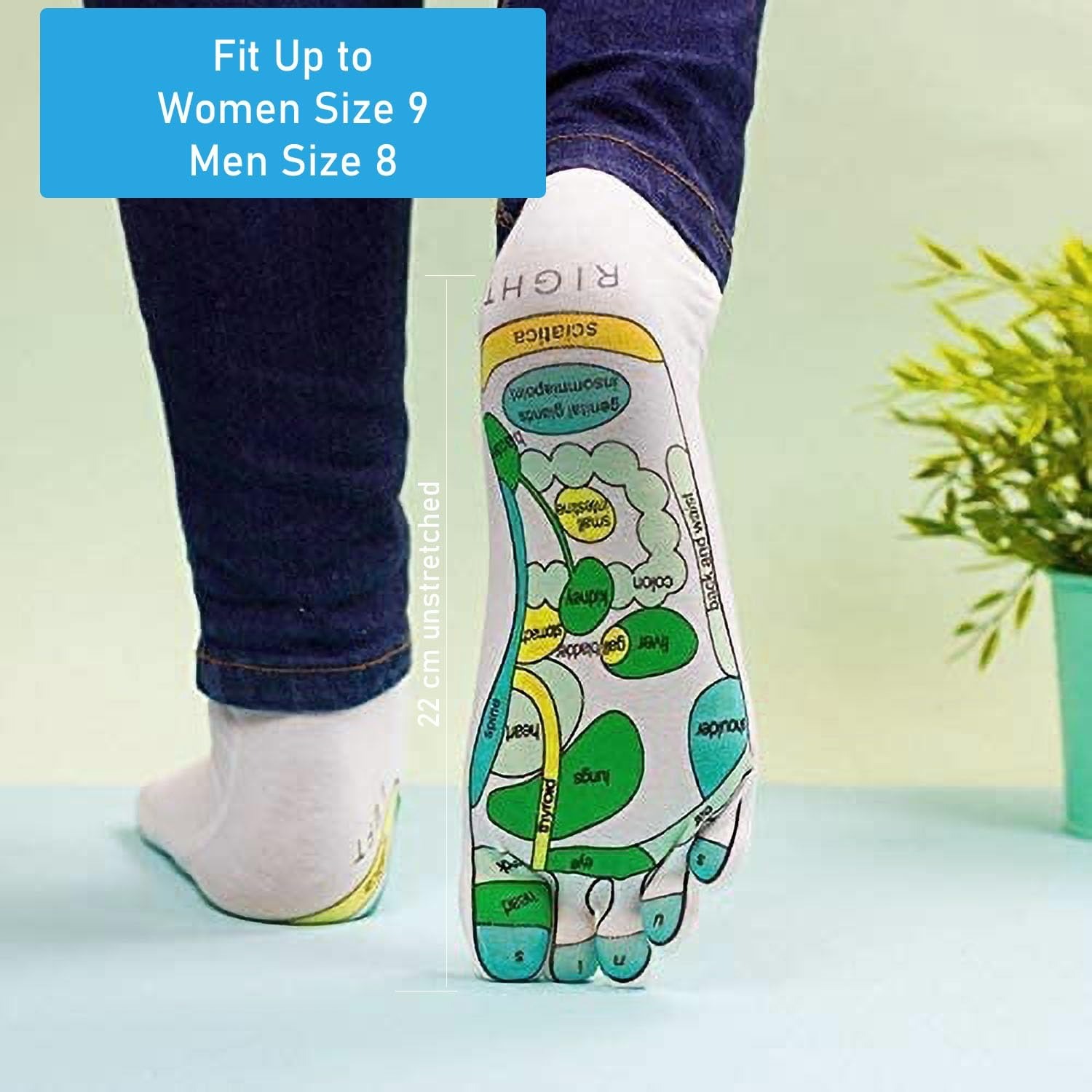 Acupressure Socks - Cotton Poly Blend, Free Adult Size - High Elasticity, Breathable, Quick Dry, Machine Washable, Non-binding Comfort, Sublimation Design, Unisex Ideal For All Ages, Pain Relief And Energy Balance