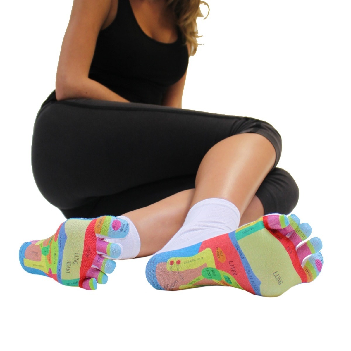 Acupressure Socks - Cotton Poly Blend, Free Adult Size - High Elasticity, Breathable, Quick Dry, Machine Washable, Non-binding Comfort, Sublimation Design, Unisex Ideal For All Ages, Pain Relief And Energy Balance