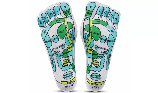 Acupressure Socks - Cotton Poly Blend, Free Adult Size - High Elasticity, Breathable, Quick Dry, Machine Washable, Non-binding Comfort, Sublimation Design, Unisex Ideal For All Ages, Pain Relief And Energy Balance