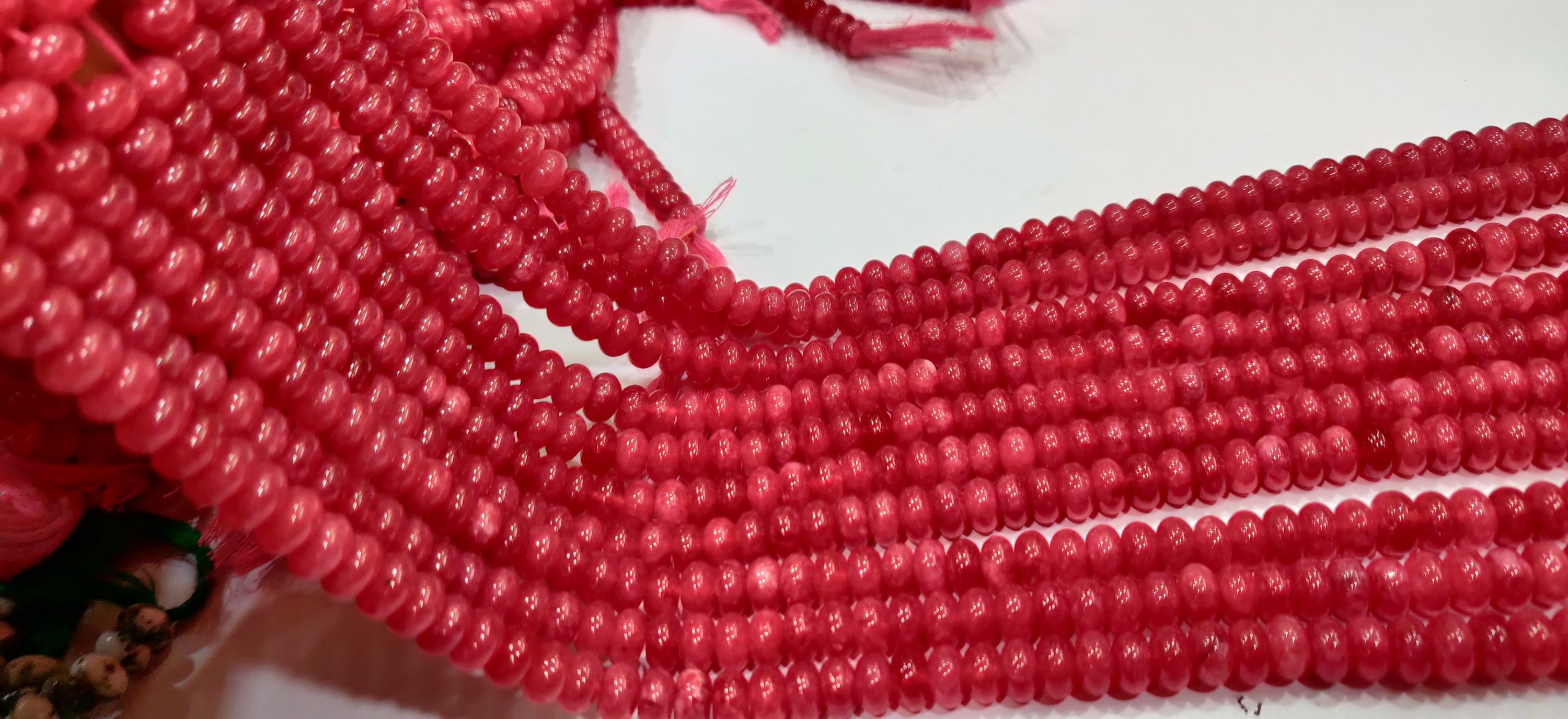 Natural Raspberry Chalcedony Rondelle Plain 8mm Beads Sold Per Strand 8'' Long - Beads Colour: Red