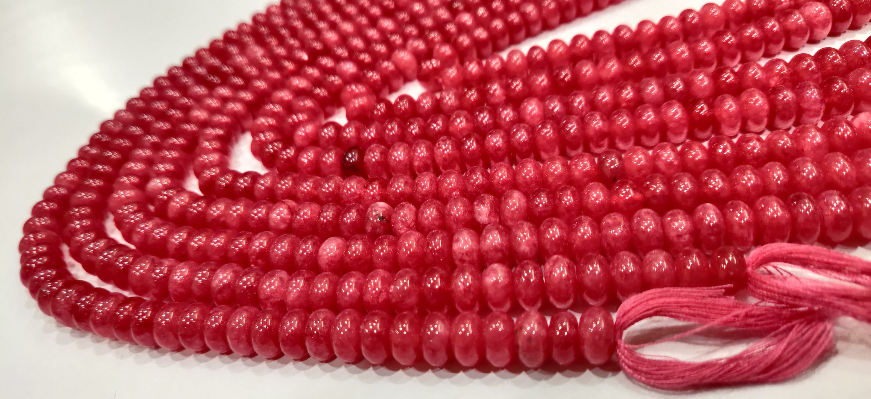 Natural Raspberry Chalcedony Rondelle Plain 8mm Beads Sold Per Strand 8'' Long - Beads Colour: Red