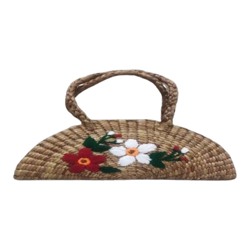 Water Hyacinth Woolen Stitch Ladies Purse - Grass Material, Modern Design, Available Colors | Comfortable Handle, Elegant Versatile Style