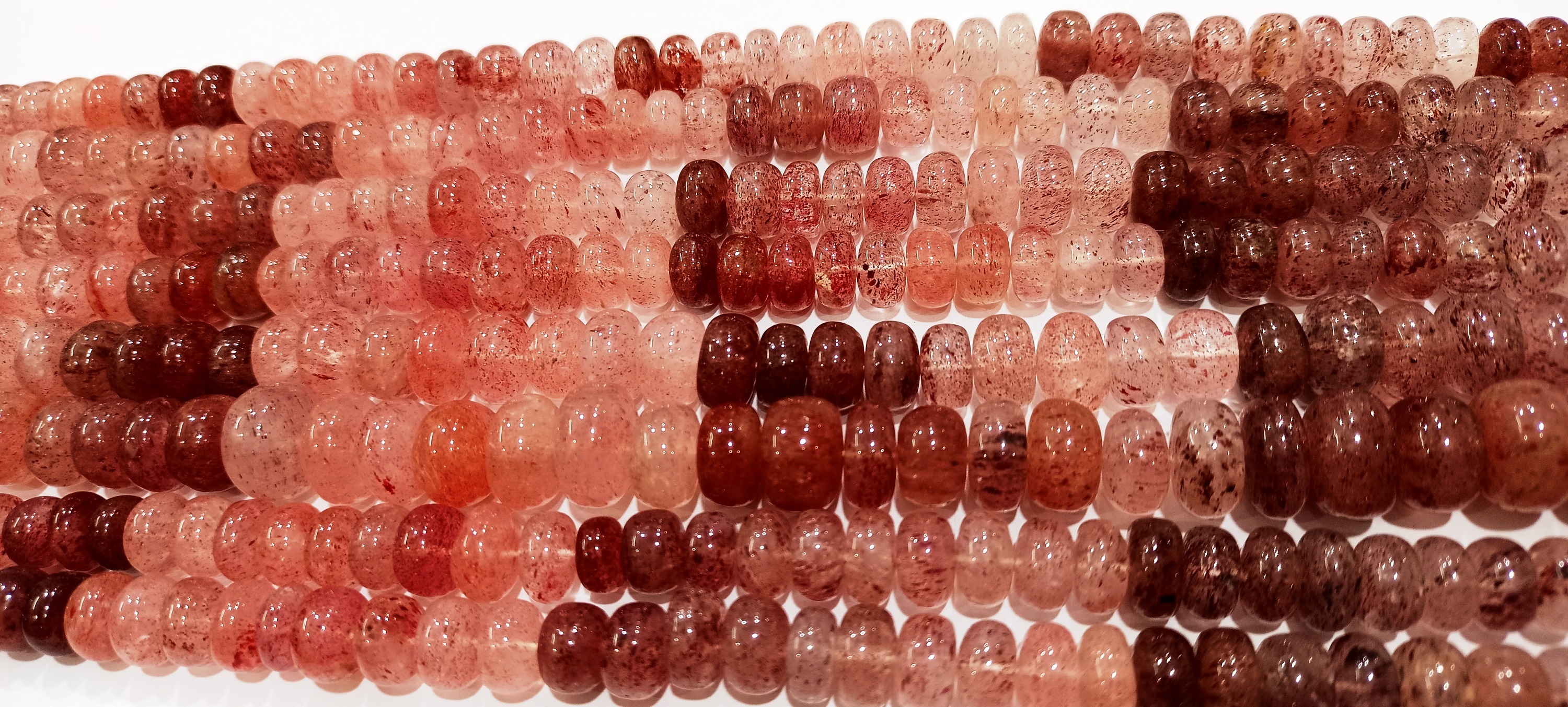 Natural Strawberry Quartz - 8mm Rondelle Plain Beads Strand, Pink Stone For Jewelry Making, 8 Inches Long, Great Quality For Necklaces, Earrings, And Bracelets