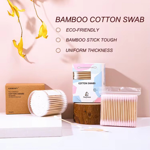 Bamboo Cotton Swab Buds - 100% Cotton, Small & Medium Tips, White Color | Soft Touch, Eco-friendly Seal Pouch Packaging