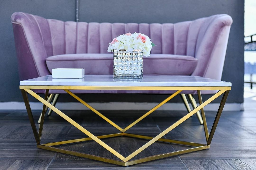 Ct-794 Marble Top With Stainless Steel Base Coffee Table Decor Table Wedding Gold Luxury - Color: Different Available