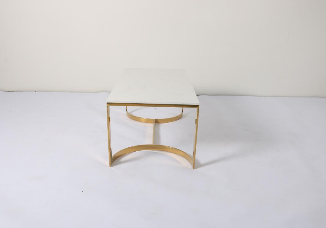 Ct-795 Marble Top Coffee Table - Stainless Steel Base, Machine-cut Marble, No Assembly Required, Different Color Options Available