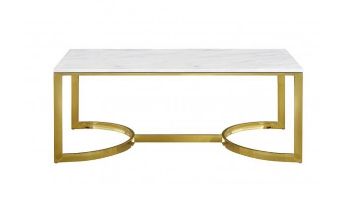 Ct-795 Marble Top Coffee Table - Stainless Steel Base, Machine-cut Marble, No Assembly Required, Different Color Options Available