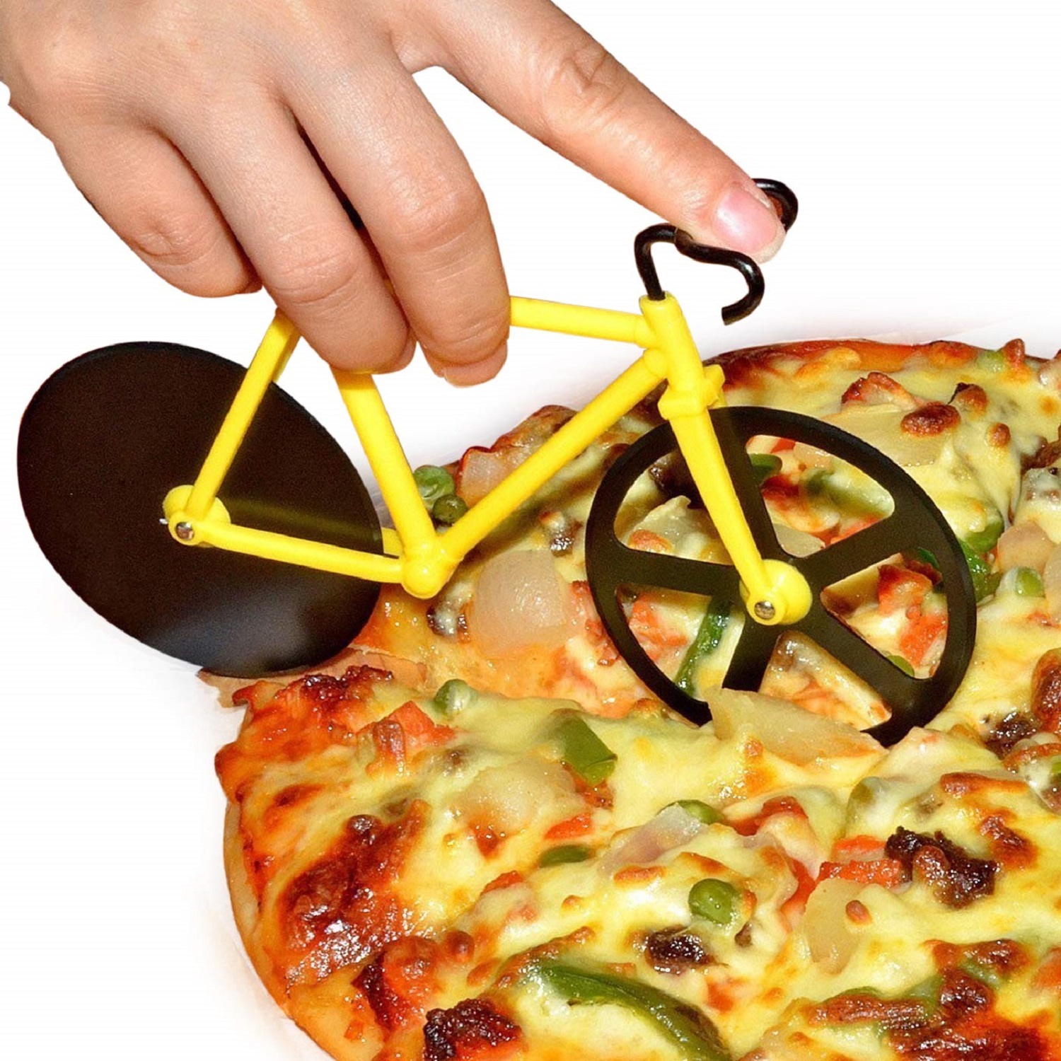 Cycle Pizza Cutter. - Color: Silver Blade With Black