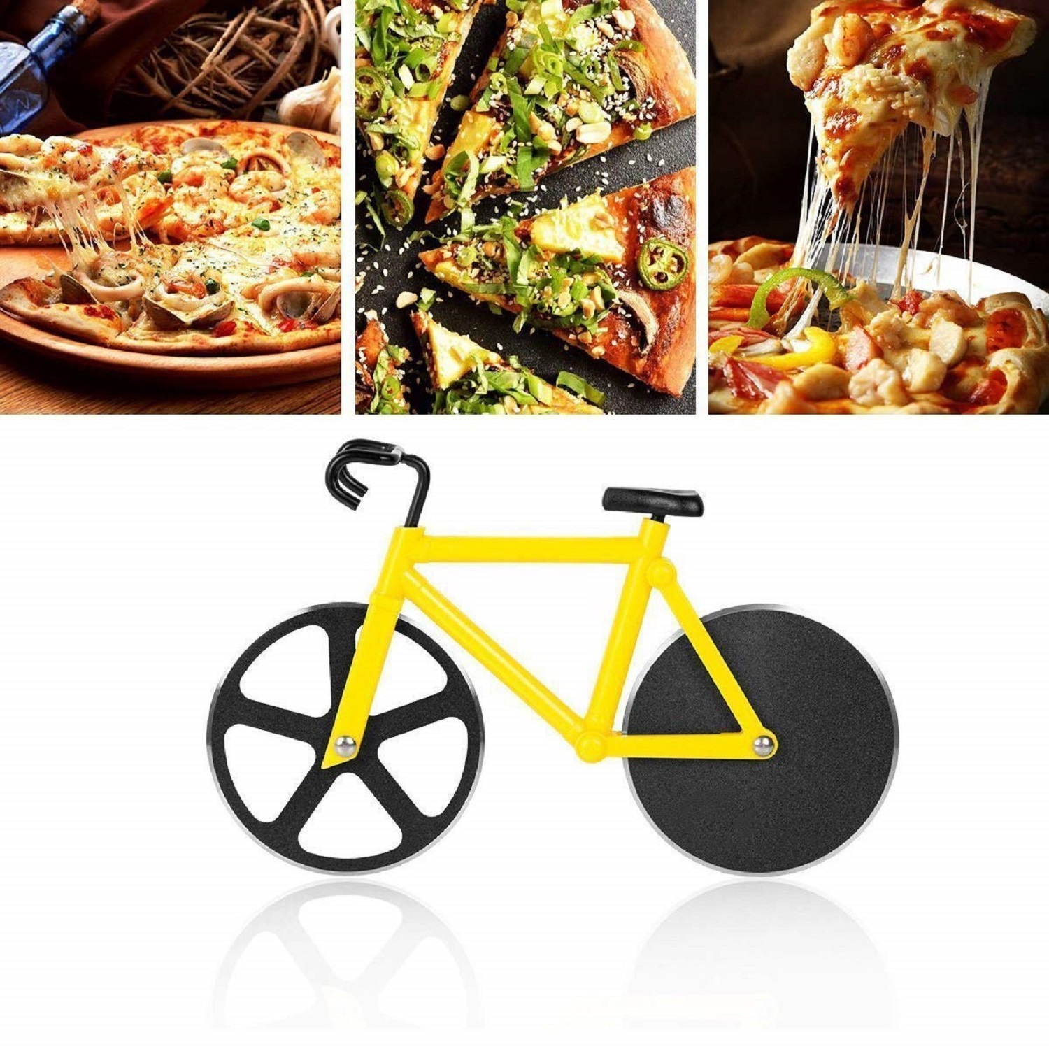Cycle Pizza Cutter. - Color: Silver Blade With Black