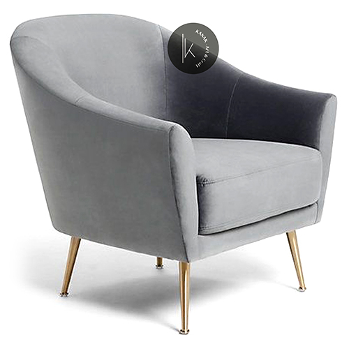 Single Seater Sofa - Wooden Frame, Velvet Seat, Foam Filling, Cushion Back | Modern Indoor Furniture with Armrest, Assembled by Kanak Art & Craft