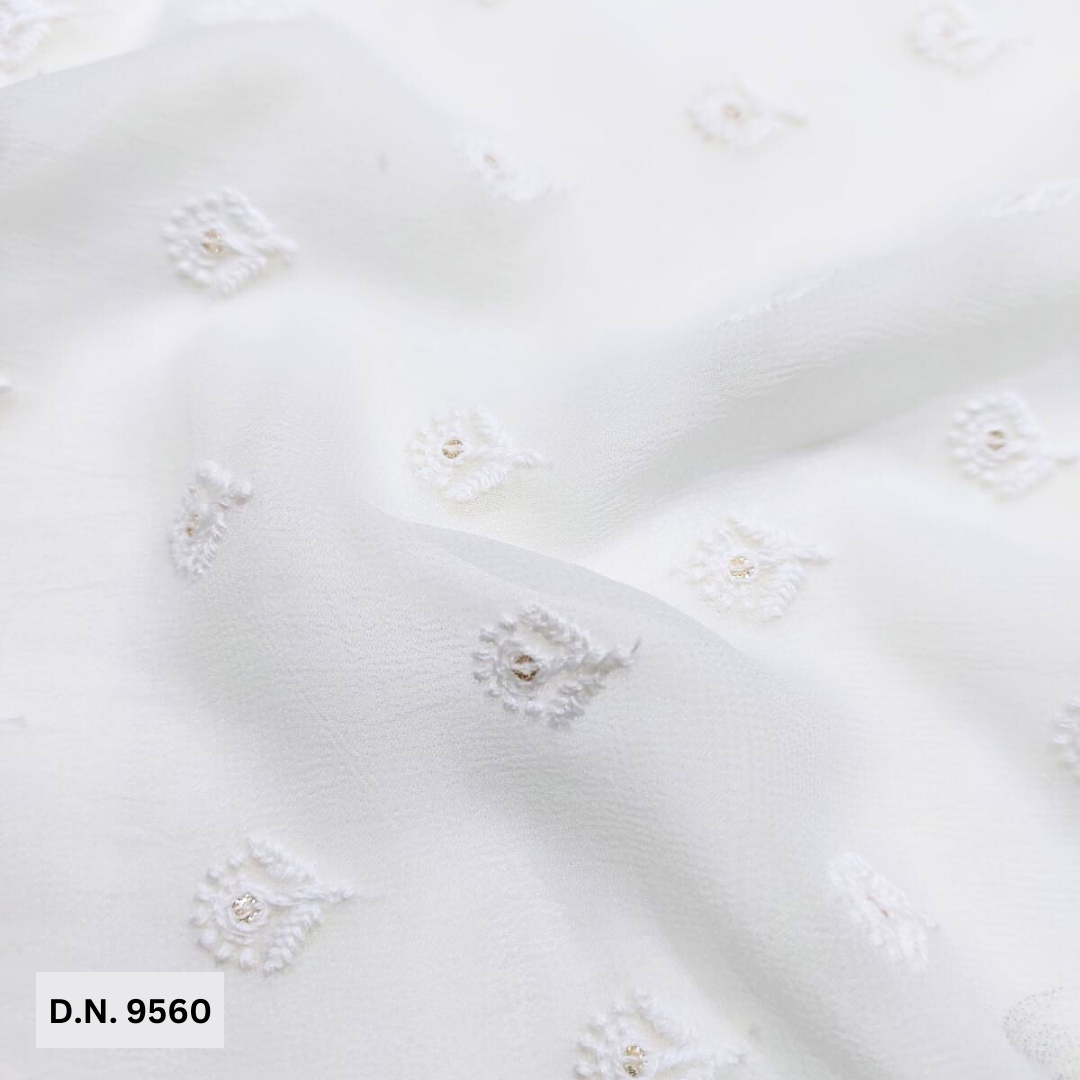 Madhav Fashion Small Motif Thread Work Embroidery Fabric - Color: Multicolor