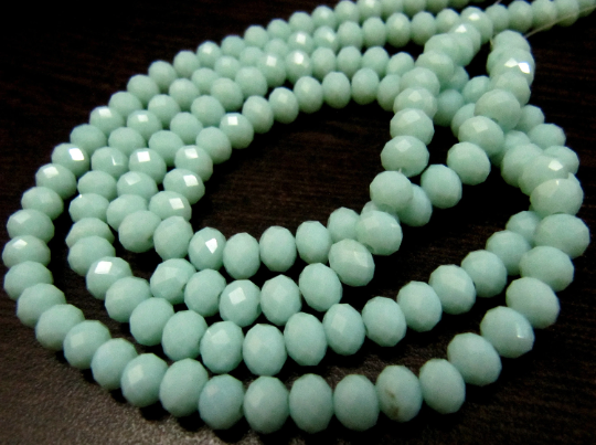 Light Amazonite Hydro Quartz Rondelle Faceted 6mm Beads Strand 17 Inches Long - Beads Colour: Green