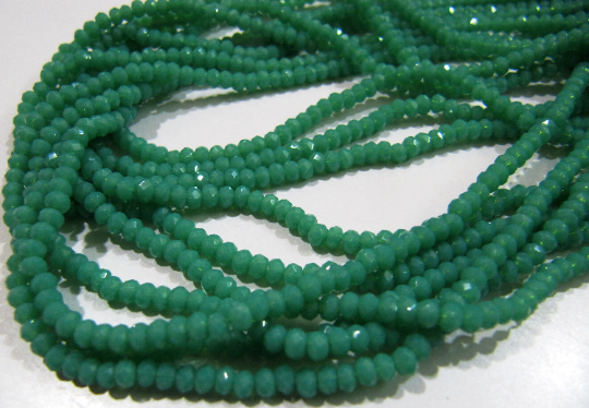 Green Amazonite Hydro Quartz Rondelle Faceted 3mm Beads Strand 16'' Long - Material: Stone