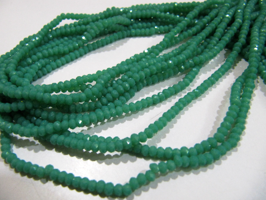 Green Amazonite Hydro Quartz Rondelle Faceted 3mm Beads Strand 16'' Long - Material: Stone