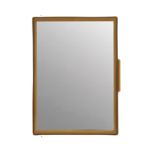 Ivory Brown Door Mirror Bathroom Cabinet - Finish: Glossy