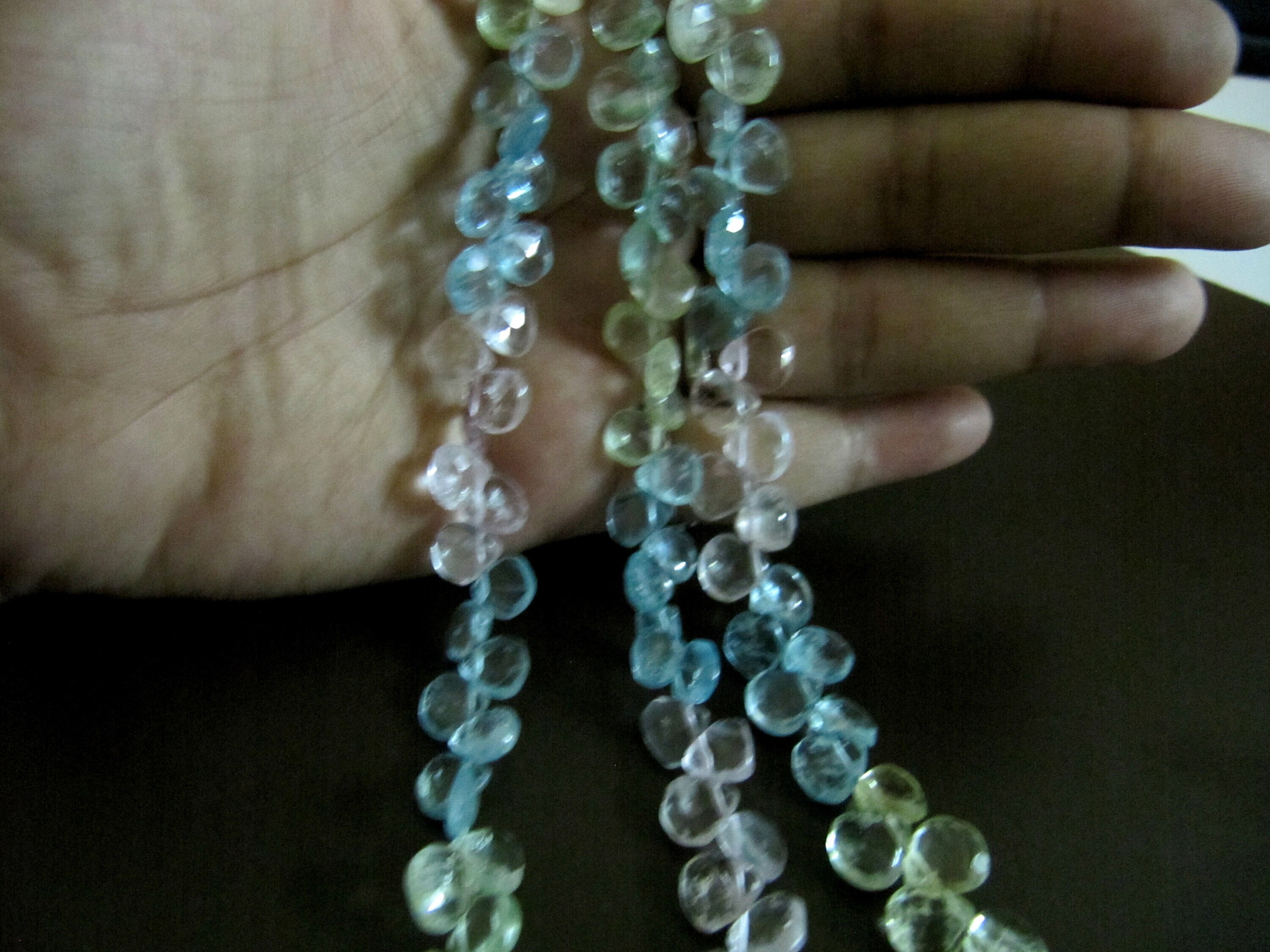 Natural Aquamarine Heart Shape Faceted 7-8mm Strand 10 Inches Long - Beads Colour: Multicolor