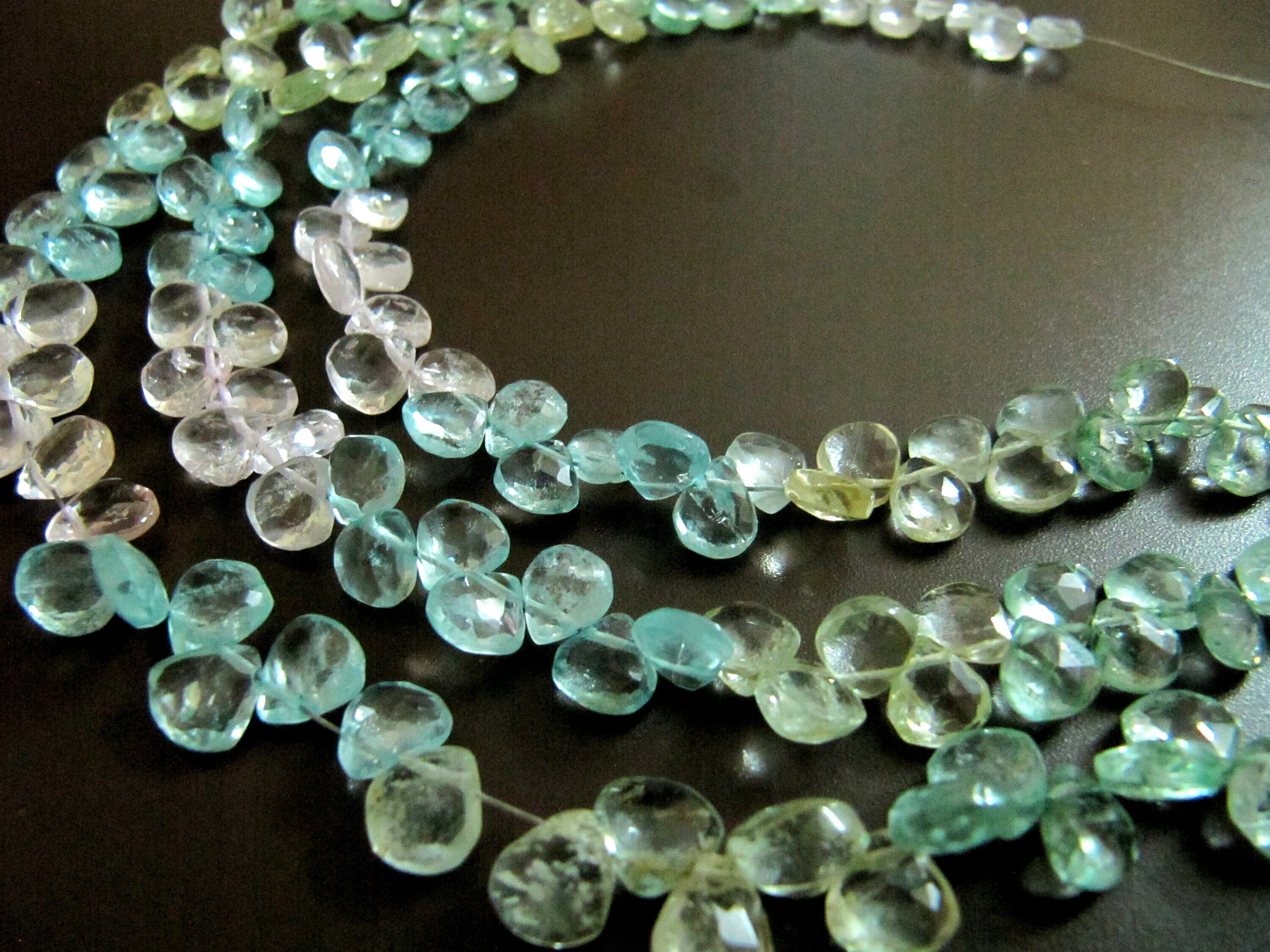 Natural Aquamarine Heart Shape Faceted 7-8mm Strand 10 Inches Long - Beads Colour: Multicolor