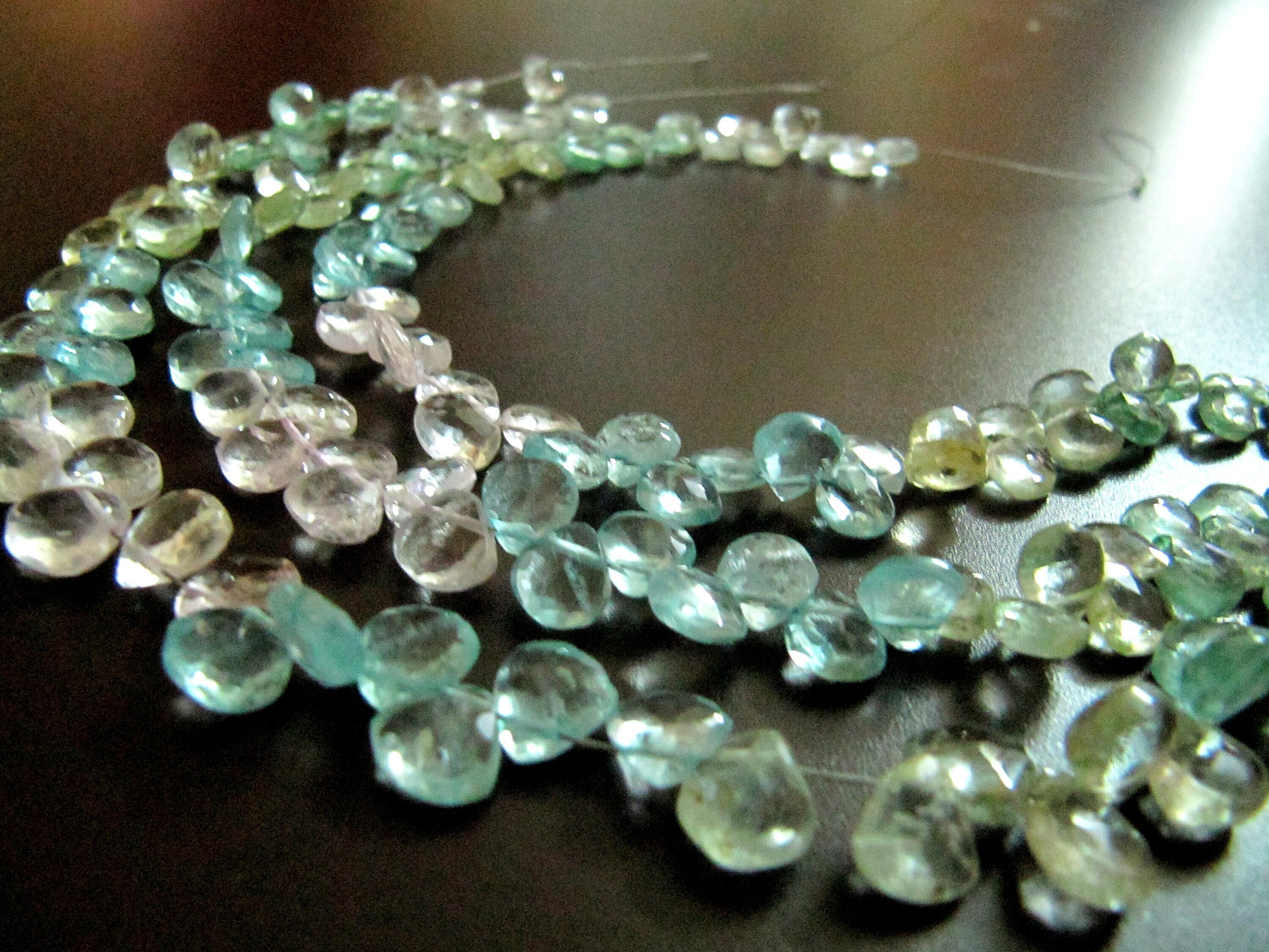 Natural Aquamarine Heart Shape Faceted 7-8mm Strand 10 Inches Long - Beads Colour: Multicolor