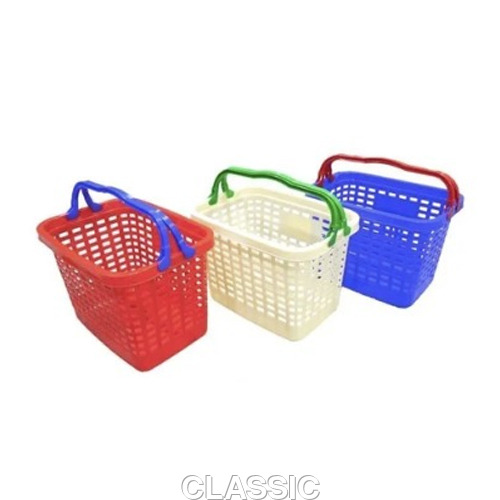 Plastic Shopping Basket - High-Quality Plastic Material, Vibrant Multicolor Design, Sturdy Handle for Easy Carrying