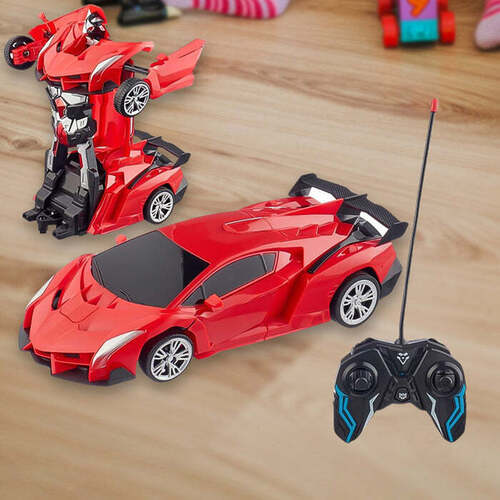 2 In 1 Automatic Robot Converted Remote Control Car With Light Scale 360a A A A Drifting Deformation Robot Car Toy Kids Boys 18035