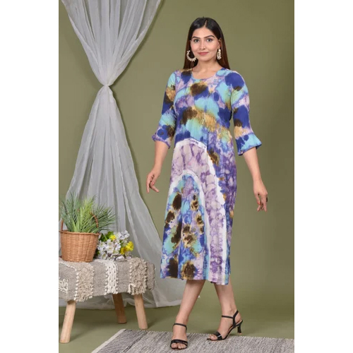 Ladies Cotton Long Dress - High-Quality Cotton, Available in XS to XL Sizes, Various Colors, All-Season Wear, Stylish Printed Pattern, Easily Washable