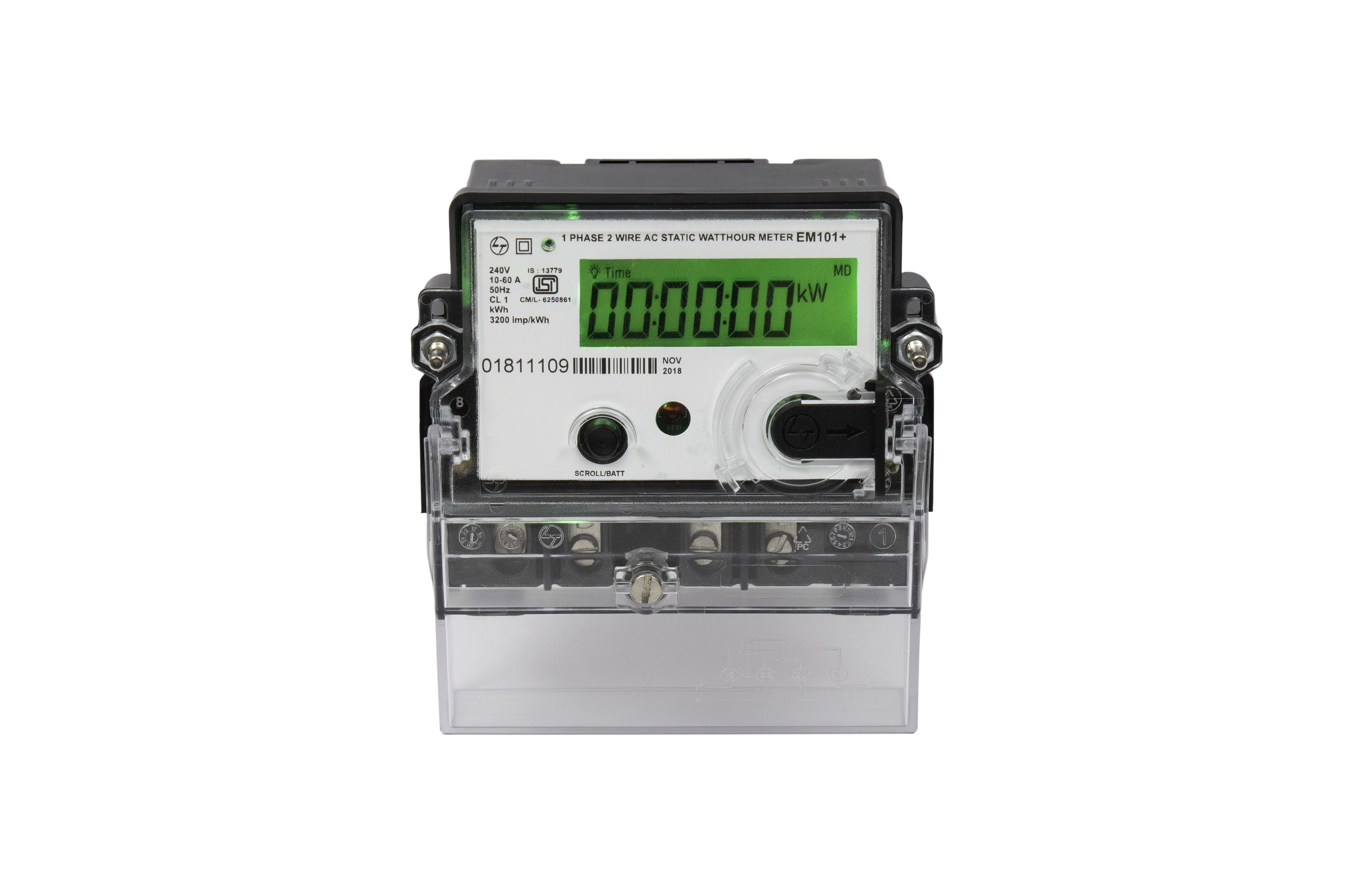 L& T Single Phase Electrc Meter - Color: As Per Availability