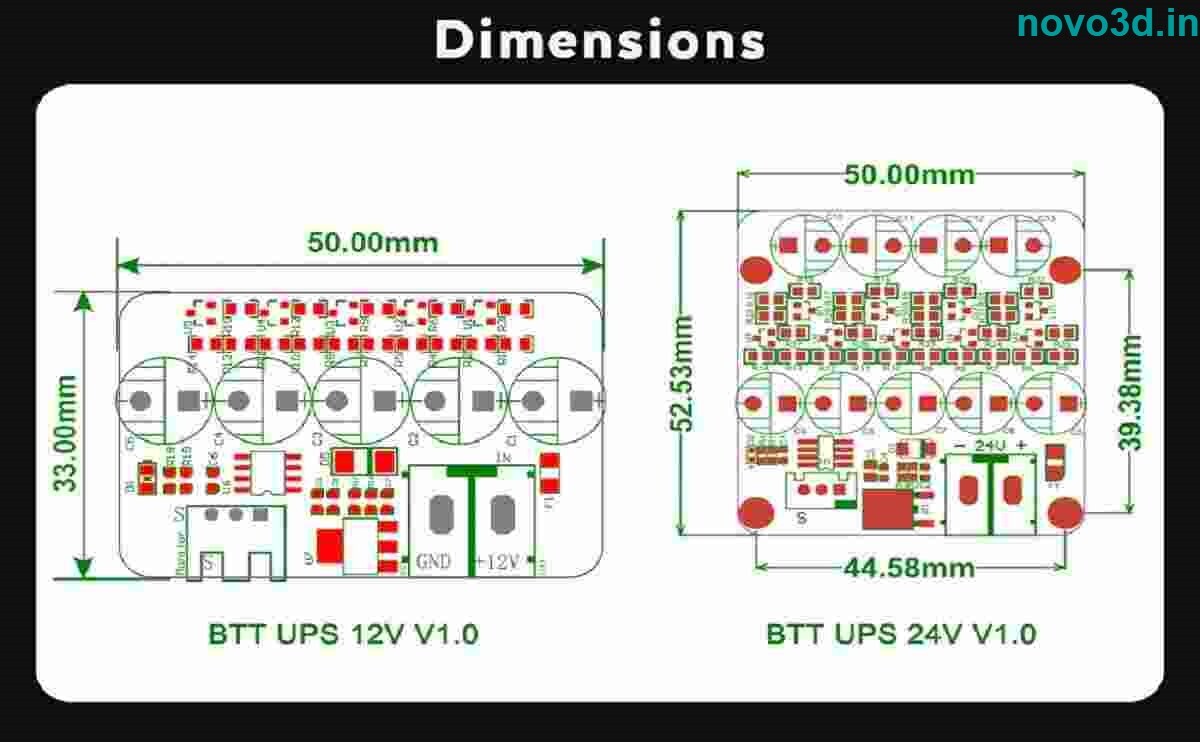 Ups Uninterruptible Power Supply - 24v/12v Input | Super Compatibility For All Dc 3d Printers, Compact Design, Includes Jst Connector And Cable, Lightweight At 50 Grams, Emergency Power Backup
