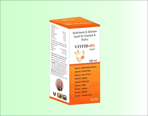 पशुओं और मुर्गियों के लिए लंबी अवधि का मल्टीविटामिन और सेलेनियम तरल