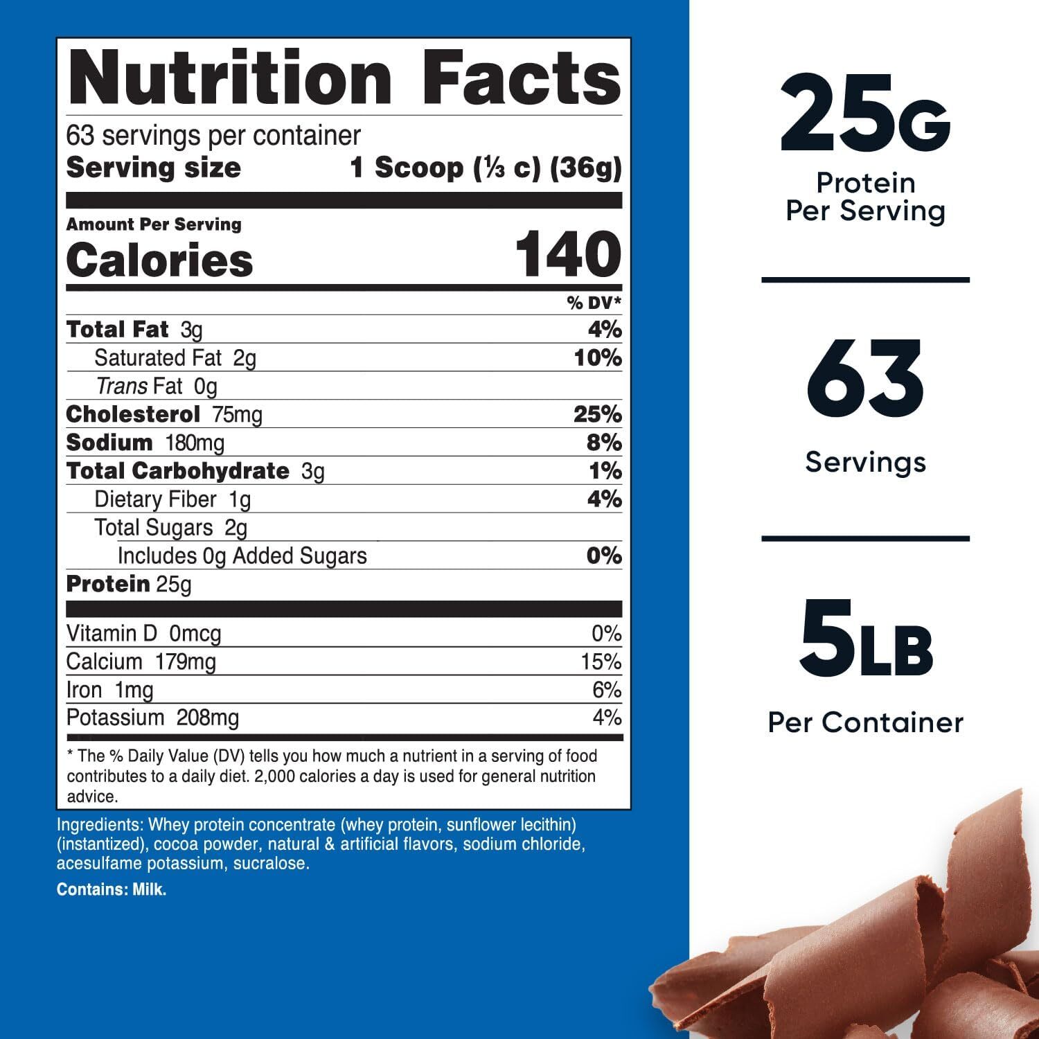 Nutricost Whey Protein Concentrate - 5lbs Brown | 25g Protein Per Serving, Easy Mixing, Muscle Growth Support, Chocolate Flavor