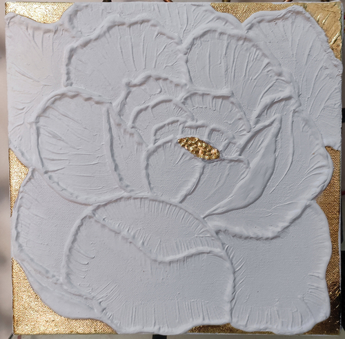 Rose Painting - 10x10 Inches, Textured with Gold Foil Finish