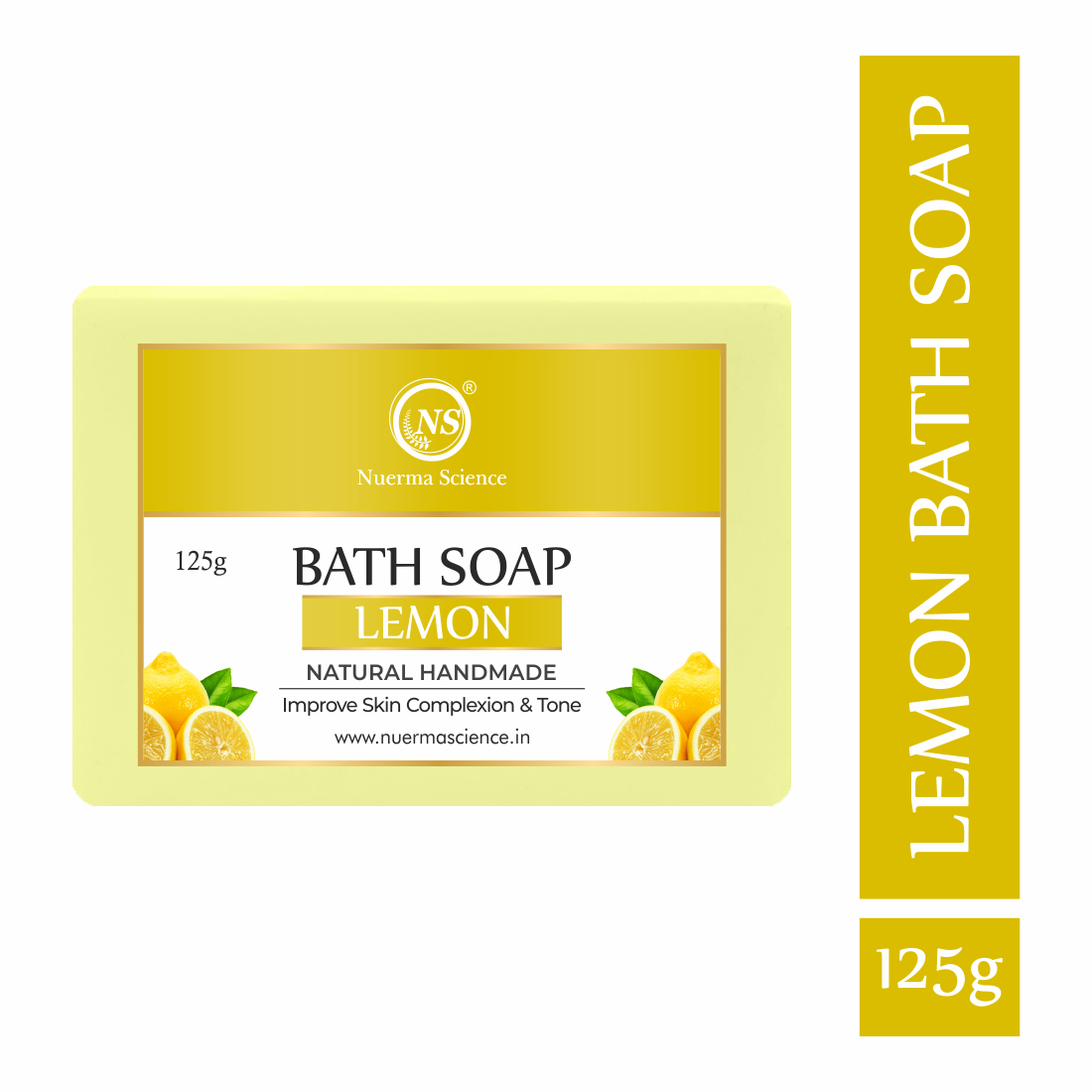Nuerma Science Lemon Bath Soap - 100% Natural Herbal Composition | Revitalizing, Gentle On Skin, Instant Glow, Suitable For All Skin Types