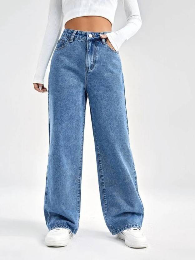 Women Straight Fit High Rise Light Blue Jeans - Age Group: >16 Years