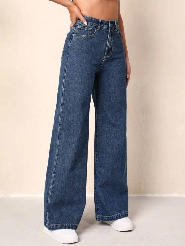 Women Straight Fit High Dark Blue Rise Jeans - Age Group: >16 Years