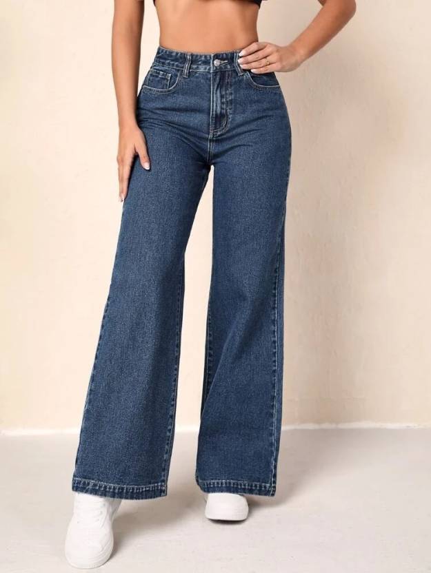 Women Straight Fit High Dark Blue Rise Jeans - Age Group: >16 Years