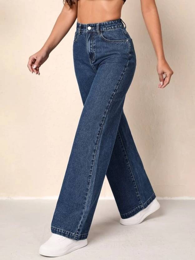 Women Straight Fit High Dark Blue Rise Jeans - Age Group: >16 Years