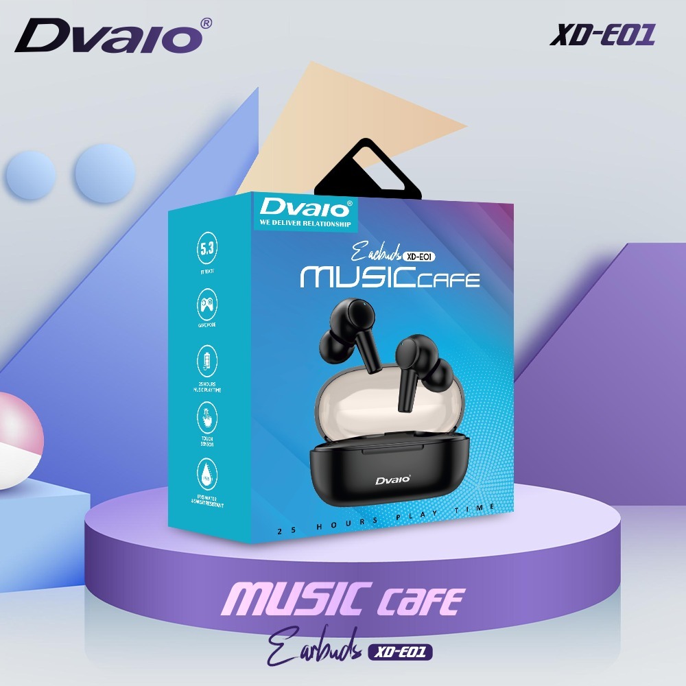 Xd-e01 Music Cafe - Plastic And Metal Build, Black Color | Wireless Earbuds, Extra Bass, Noise Cancellation, Bluetooth 5.0, 6-hour Battery Life