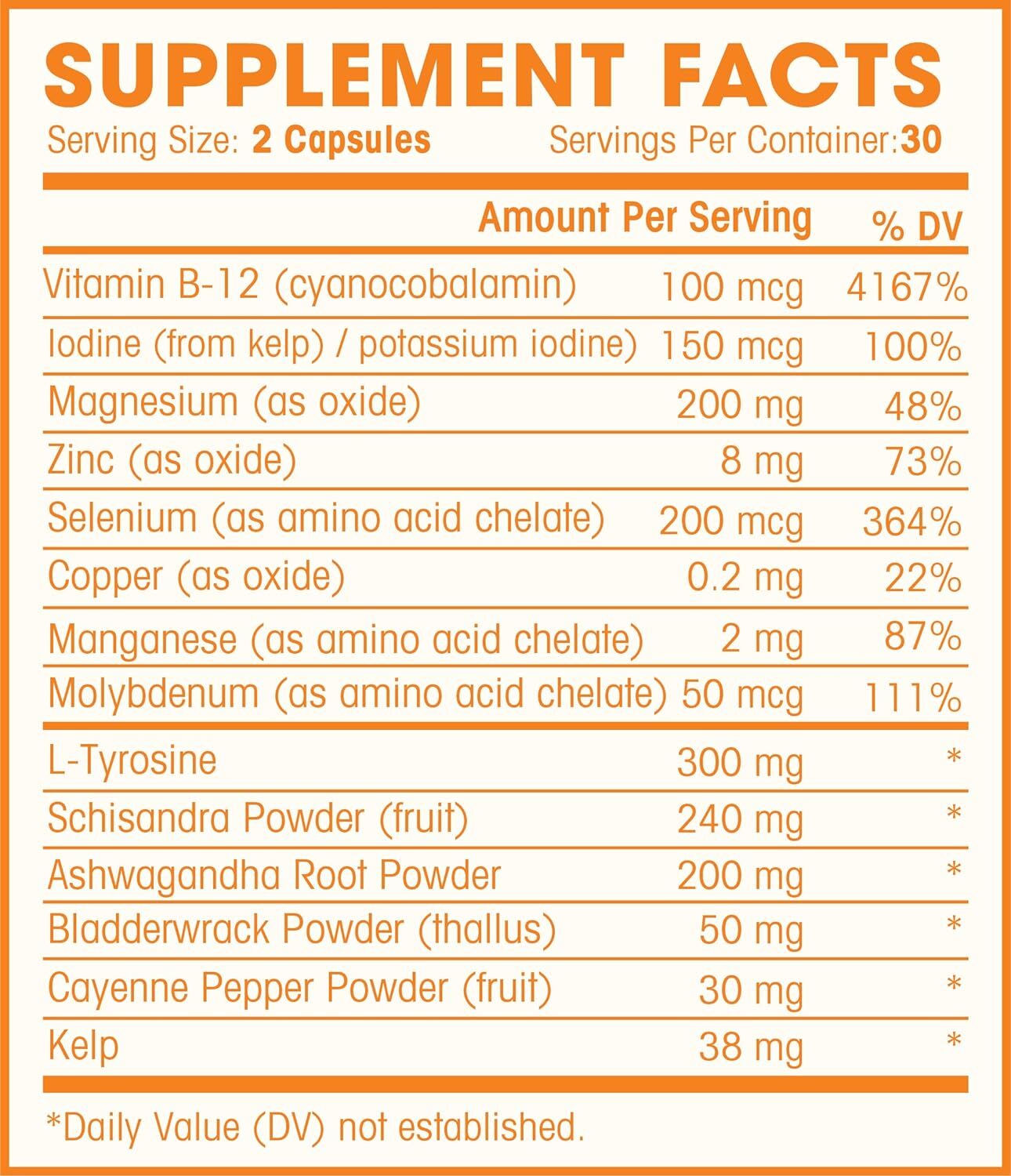 Natures Wellness Thyroid Support Complex With Iodine - 60 Capsules | Immune Support, Improved Energy, Weight Loss Aid, Thyroid Function Support