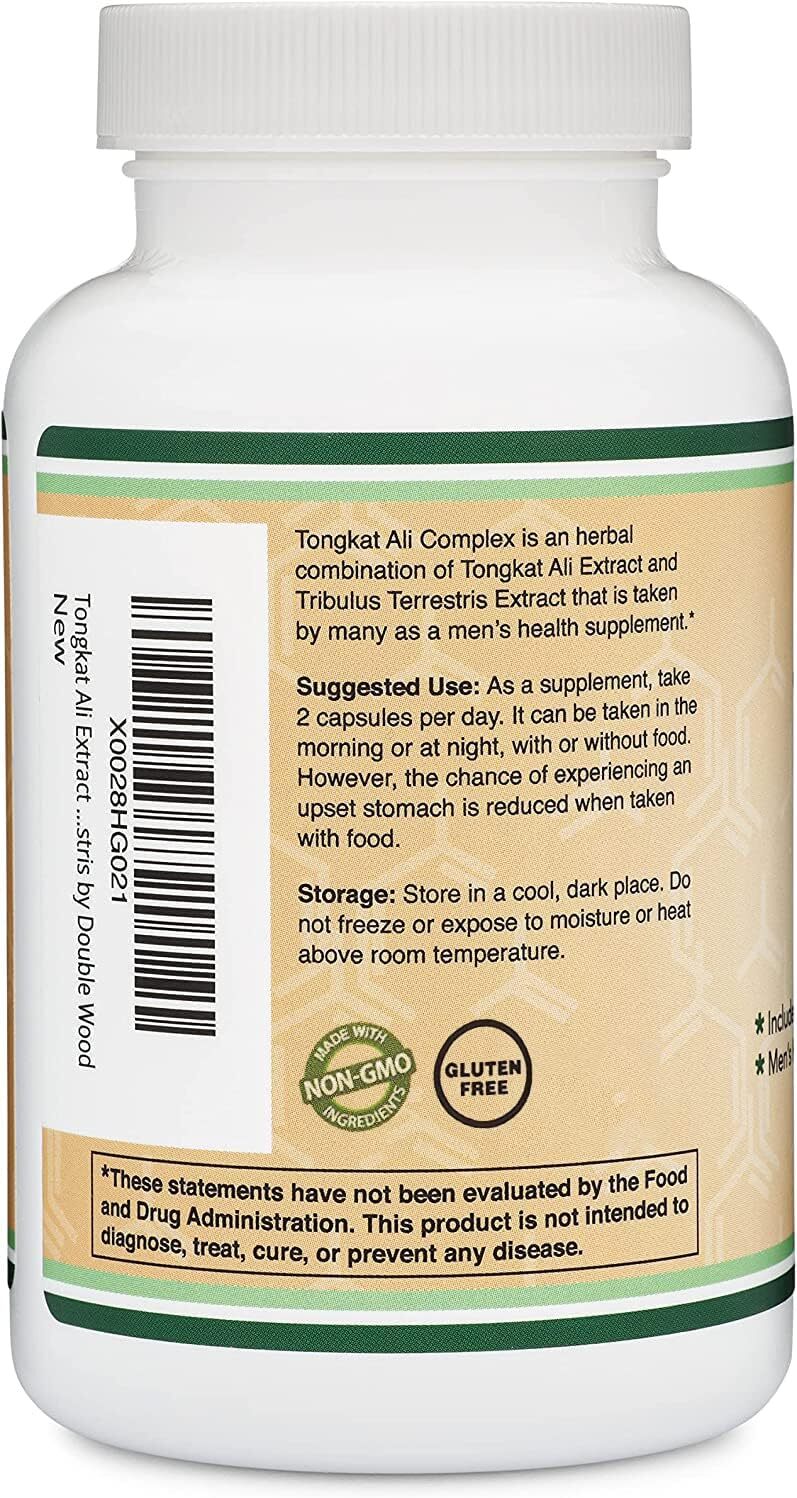 Tongkat Ali Complex Extract For Men - 120 Capsules, Eurycoma Longifolia & Tribulus, Endurance Boost, Weightlifting Support, Two-month Supply