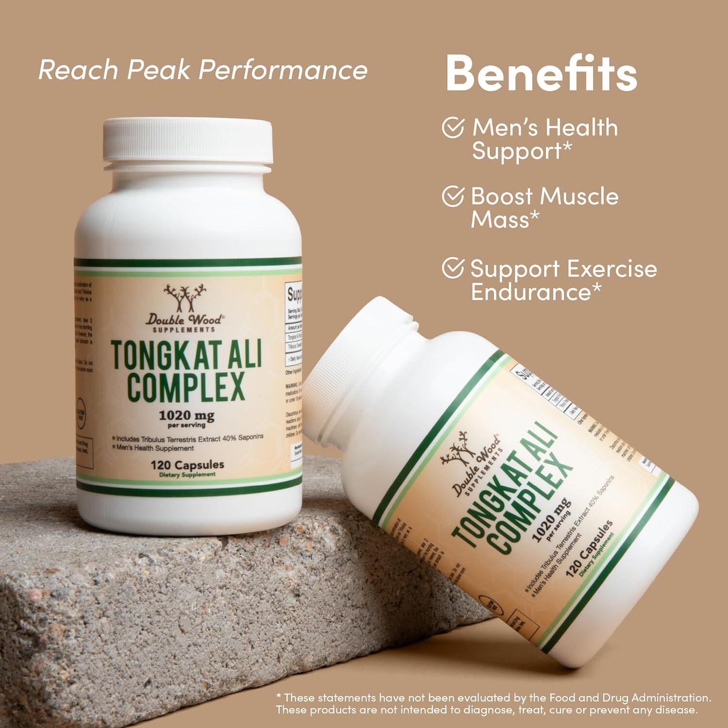 Tongkat Ali Complex Extract For Men - 120 Capsules, Eurycoma Longifolia & Tribulus, Endurance Boost, Weightlifting Support, Two-month Supply