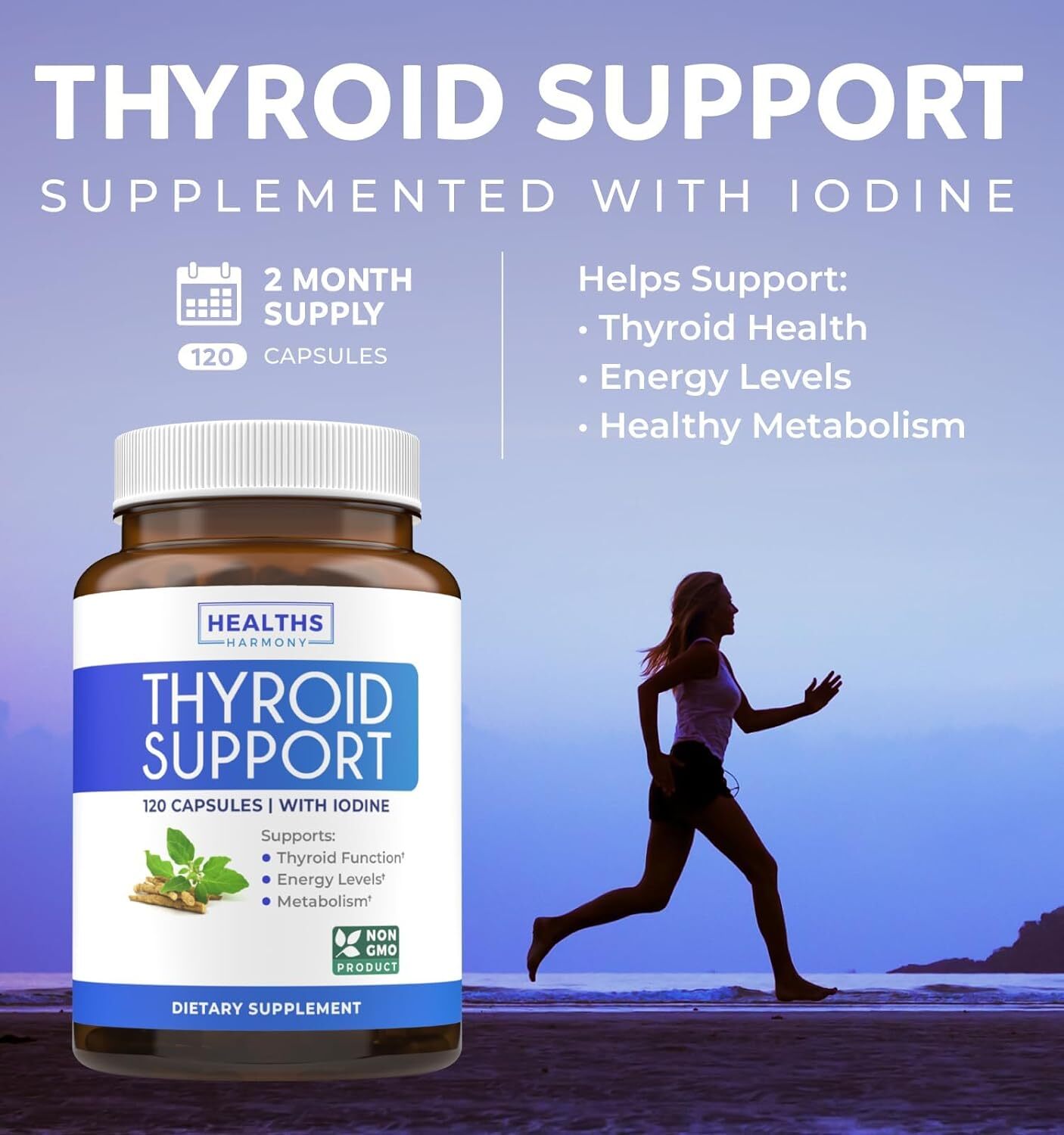 Healths Harmony Thyroid Support With Iodine - 120 Capsules
