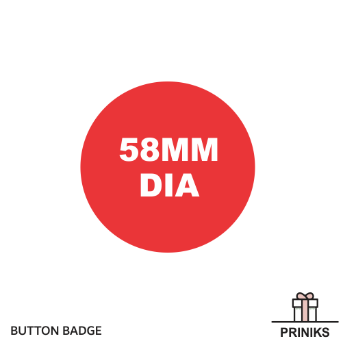 Button Badge - 58mm Diameter, Round Design With Safety Pin Fastener For Effective Promotion