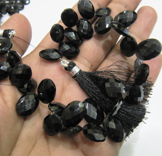 Black Spinel Oval Shape10x14mm To 12x16mm Faceted Sold Per Strand 8'' Long